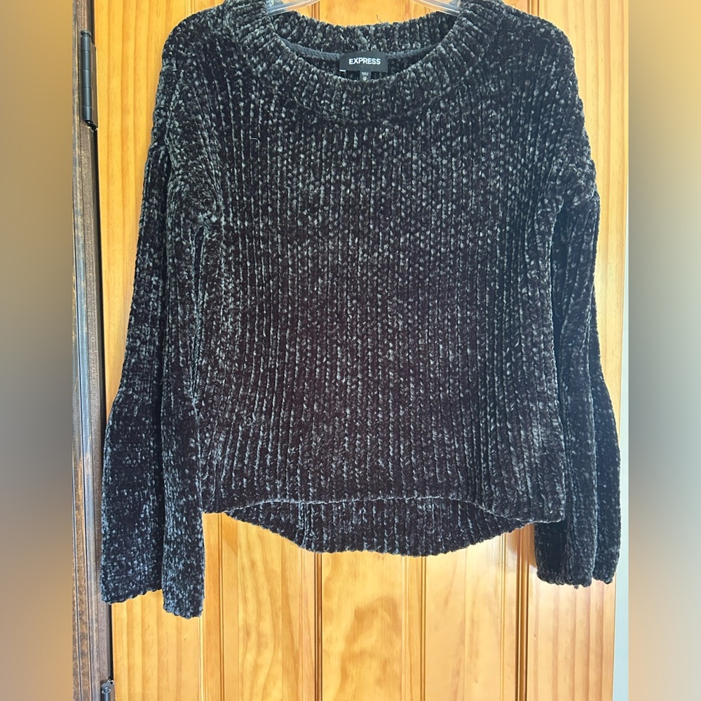 Express Black Chenille Sweater with Bell Sleeves Size XS